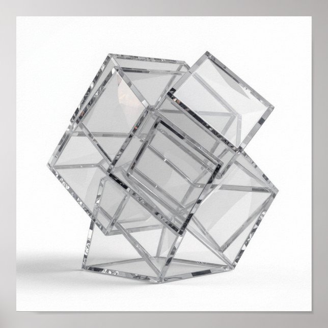Minimalistische Blockierkuben aus Glas - Monochrom Poster (Vorne)
