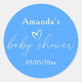 Minimalistische Blue Baby Dusche Runder Aufkleber