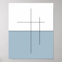 Minimalistische Blue Horizon Line Art Poster