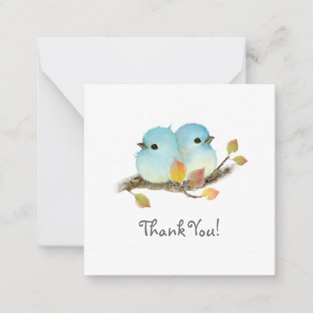 Minimalistische Bluebirts Vielen Dank Notizkarten Mitteilungskarte (Vorderseite)