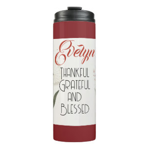 Minimalistische Blume bearbeitbare Slogan und Name Thermosbecher