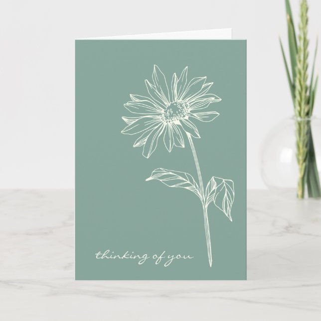 Minimalistische Blume, die grünes Denken Zeichne Karte (Vorderseite)