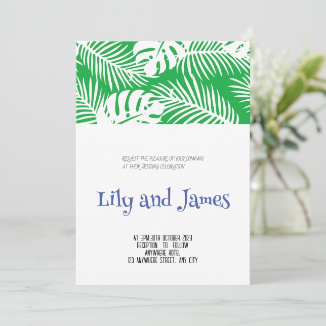 Minimalistische Blume Hochzeitseinladungen Einladung (Stehend Vorderseite)