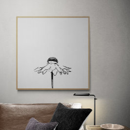 Minimalistische Blume in Schwarzweiß Zeichnend Lin Poster