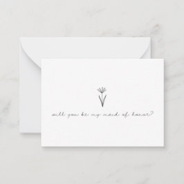 Minimalistische Blume ist meine Trauzeugin Foto Mitteilungskarte