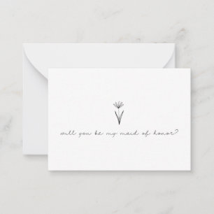 Minimalistische Blume ist meine Trauzeugin Foto Mitteilungskarte