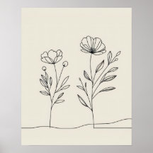 Minimalistische Blume Poppies Lineart