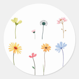 Minimalistische Blume Silhouetten Runder Aufkleber