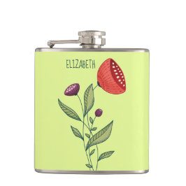 Minimalistische Blume Stilvoller Name Flachmann