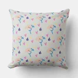 Minimalistische Blume und Herzmuster Kissen