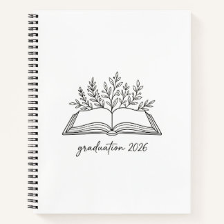 Minimalistische Blumen-Buch-Abschlussfeier 2026 Notizbuch