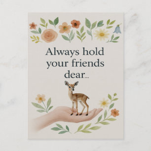 Minimalistische Blumen Immer halte deine Freunde i Feiertagspostkarte