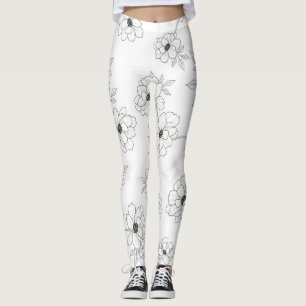 Minimalistische Blumen-Linien-Kunst Nahtloses Must Leggings