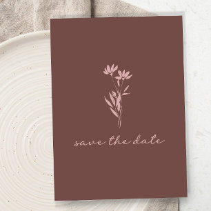 Minimalistische Blumen Schrift Rustikal Braun Foto Save The Date