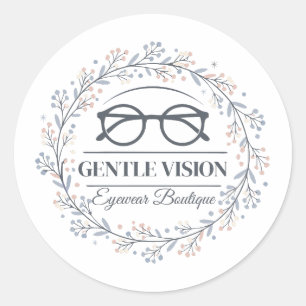 Minimalistische Blumen um die Lesebrille Design Runder Aufkleber