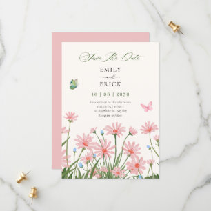Minimalistische Blumengarten-Hochzeit Save The Date