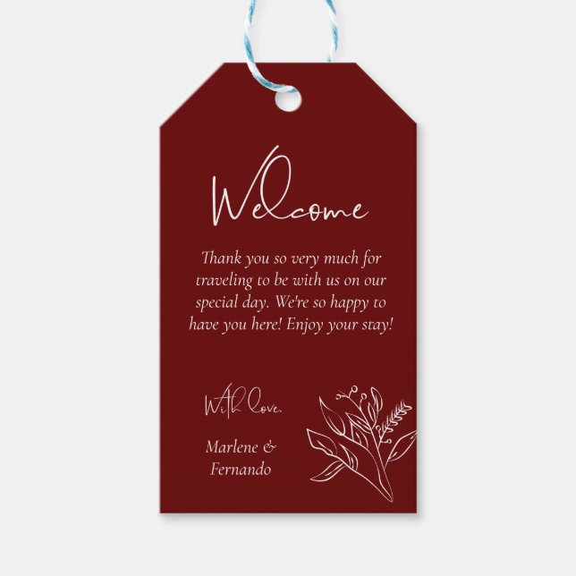 Minimalistische blumengeschenkte Tags Geschenkanhänger (Vorderseite)