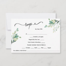 Minimalistische Blumenhochzeit RSVP Karte