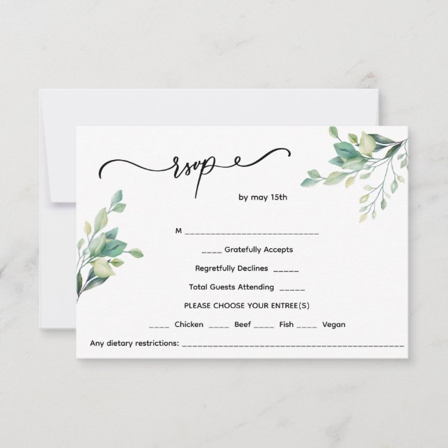 Minimalistische Blumenhochzeit RSVP Karte (Vorderseite)