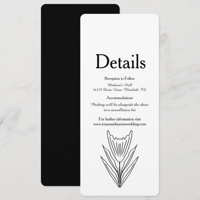 Minimalistische Blumenlinie Art Botany Monochrom Einladung (Vorne/Hinten)