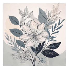 Minimalistische Blumenlinie Fotodruck