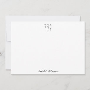 Minimalistische Blumenlinie Personalisiert Dankeskarte