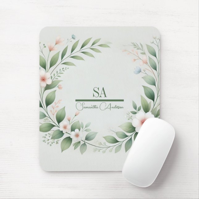 Minimalistische Blumenmousepad | Personalisierte M Mousepad (Mit Mouse)