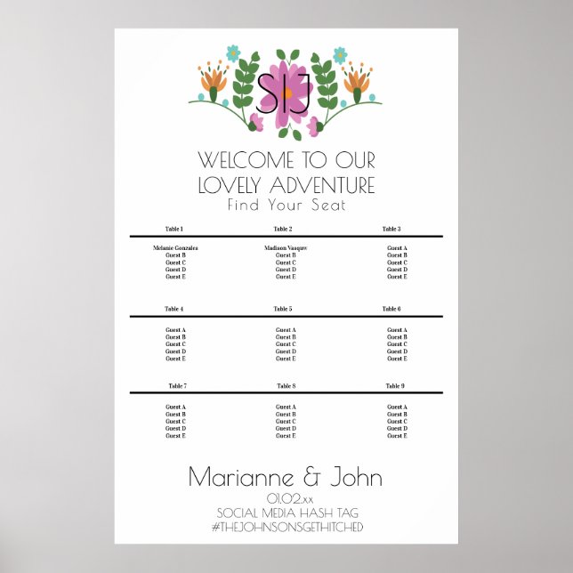 Minimalistische Blumenrosa-Hochzeitskarte Poster (Vorne)