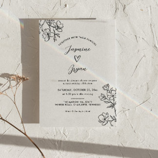 Minimalistische Blumenschrift Niedlich Heart Weddi Einladung