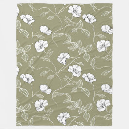 Minimalistische Blumenstrauß-line Kunst, Dichtung  Fleecedecke