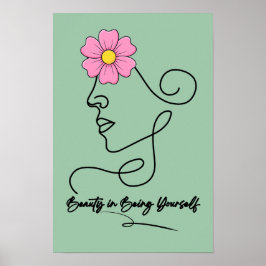 Minimalistische Blumenwanddekoration im Linienstil Poster