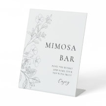 Minimalistische Blumige Mimosa-Bar-Tafel
