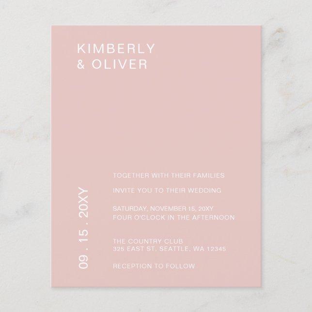 Minimalistische Blush-Einladung (Vorderseite)