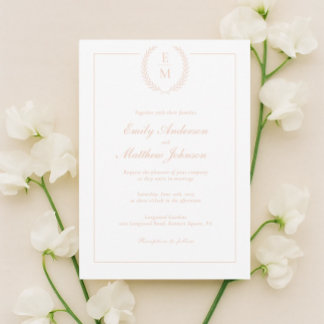 Minimalistische Blush-Lorbeer-Hochzeitseinladung Einladung