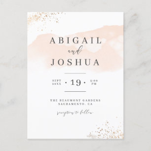 Minimalistische Blush Pastellfarben Pink Wasserfar Einladungspostkarte