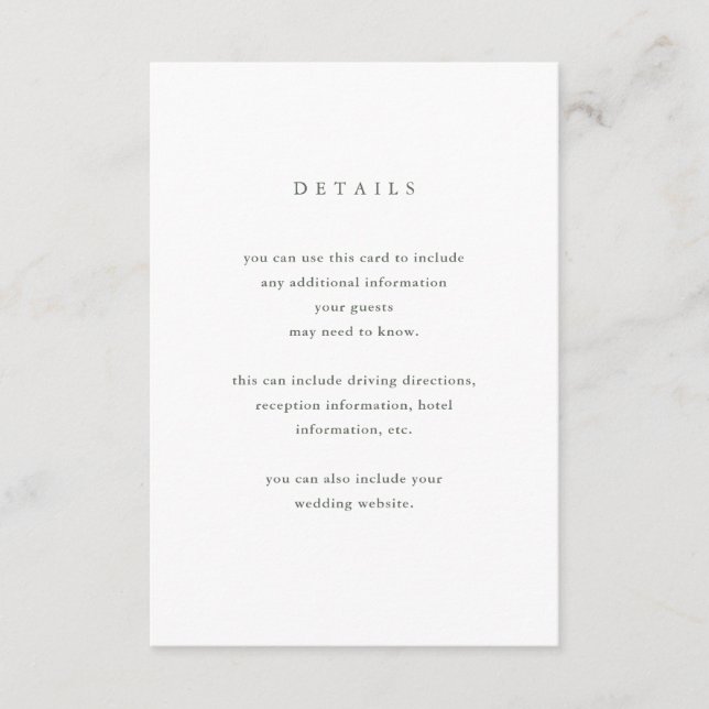 Minimalistische Blüte | Angaben zum Hochzeitgast Begleitkarte (Vorderseite)