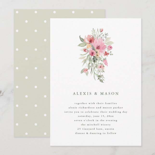 Minimalistische Blüte | Einladung zur Hochzeit (Vorne/Hinten)