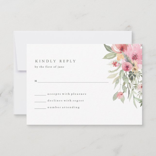 Minimalistische Blüte | Hochzeitsreaktion RSVP Karte (Vorderseite)