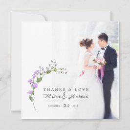 Minimalistische Blütenhochzeit Dankeskarte