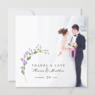 Minimalistische Blütenhochzeit Dankeskarte