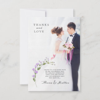 Minimalistische Blütenhochzeit Dankeskarte