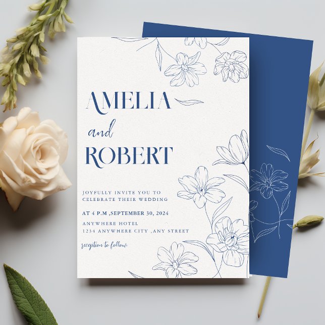 Minimalistische Blütenhochzeit und botanische Hoch Einladung (Von Creator hochgeladen)