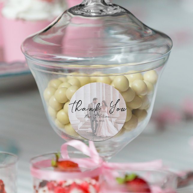 Minimalistische böhmische Hochzeit danke Runder Aufkleber (Von Creator hochgeladen)