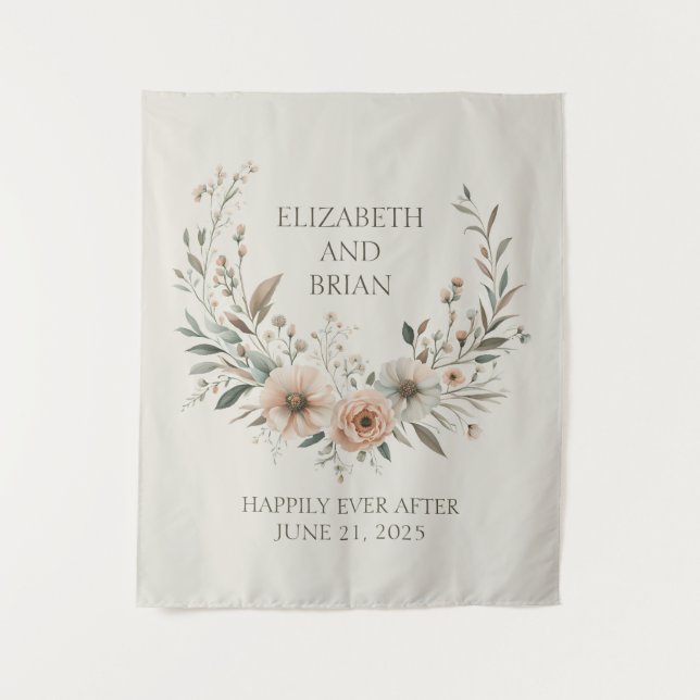 Minimalistische Boho-Blume in Côte d'Ivoire und Ro Wandteppich (Vorderseite)