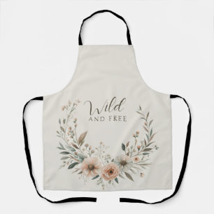 Minimalistische Boho-Blumen in Elfenbein und Rosé Schürze