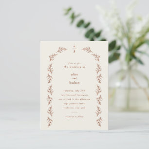 Minimalistische Boho-Bogen-Terrakotta-Hochzeit Postkarte