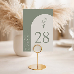 Minimalistische Boho-Botanik-Sage-Hochzeit Tischnummer