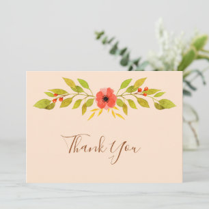 Minimalistische Boho Fall Blume Hochzeit Dankeskarte