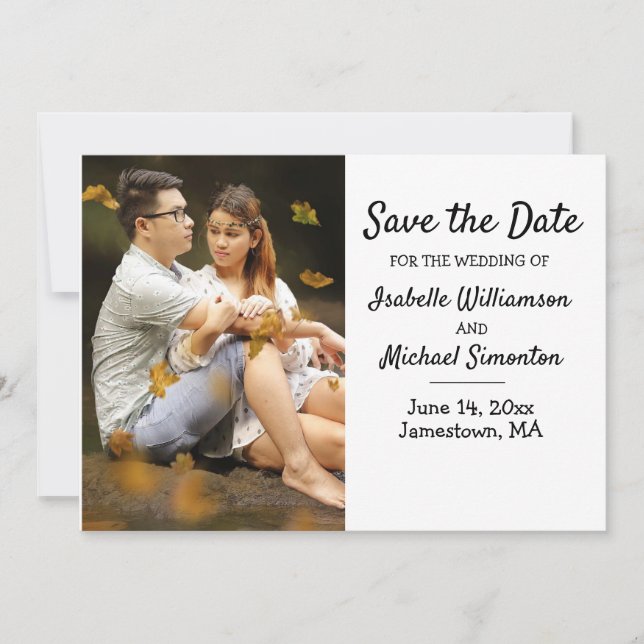 Minimalistische Boho Foto Save the Date-Karte Date (Vorderseite)