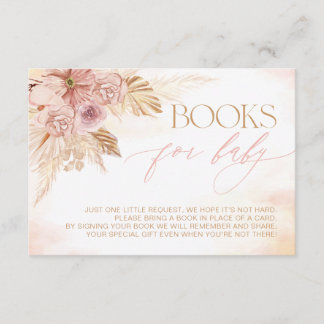 Minimalistische Boho Pampas-Bücher für Babybuchanf Begleitkarte
